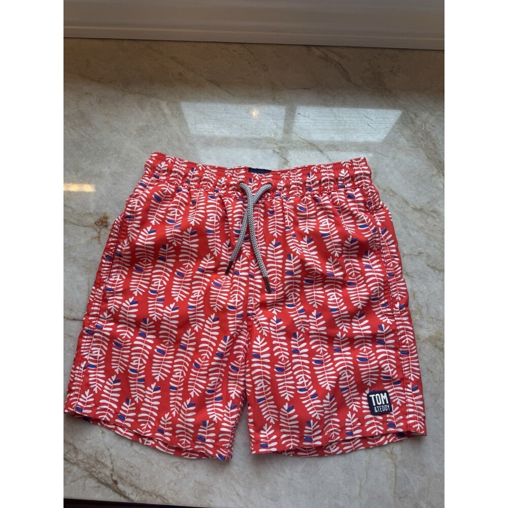 Tom & Teddy Boys Rowan Swim Trunk 7/8 Paprika & Blue Discontinued Father Son